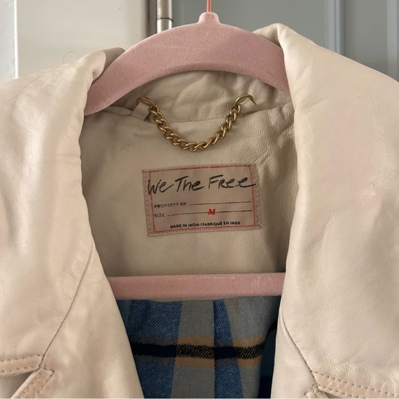 NWT Free People Top Notch Leather Jacket Pea Coat Conch - Picture 6 of 9